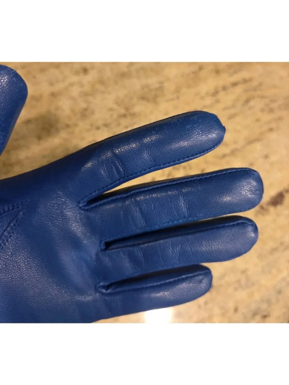 Womens Size S/M Blue Leather Lined Gloves